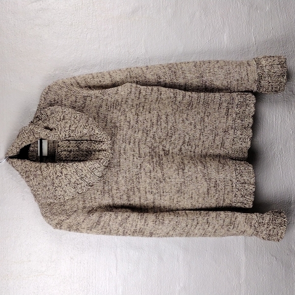 LIZ Claiborne Tan Marbled Cable Knit Cowl Neck Long Sleeve Tunic Sweater - Picture 4 of 11